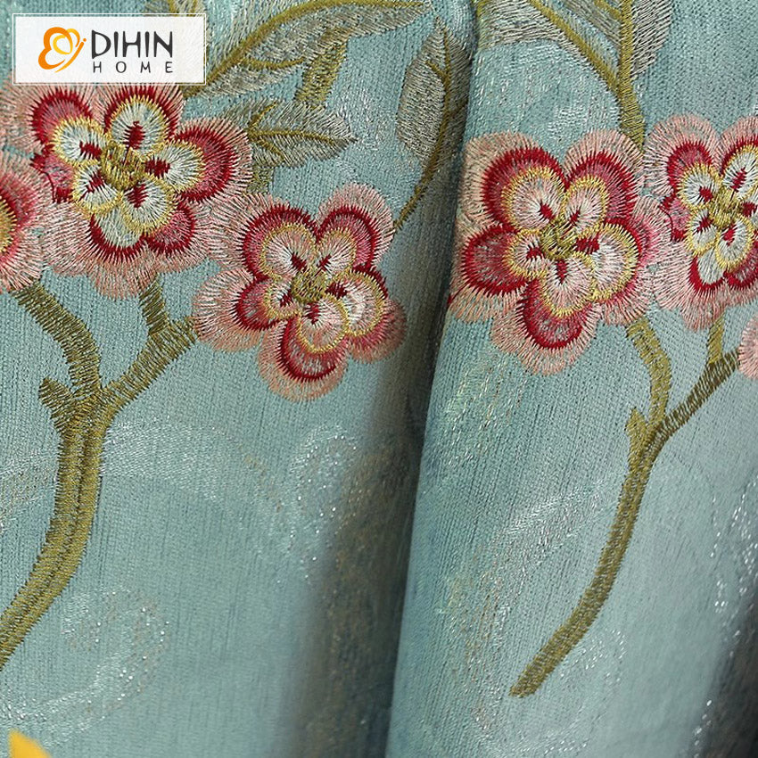 DIHIN HOME European Foral Emboridered,Blackout Curtains Grommet Window Curtain for Living Room ,52x84-inch,1 Panel Roman Shades Curtains Window Blinds custom curtains blackout curtains curtains for living room sheer curtains curtain fabric linen curtains kitchen curtains velvet curtains pinch pleat curtains bay window curtains outdoor curtains pleated curtains floral curtains dining room curtains kitchen valances drapes for bedroom patio curtains nursery curtains grommet curtains