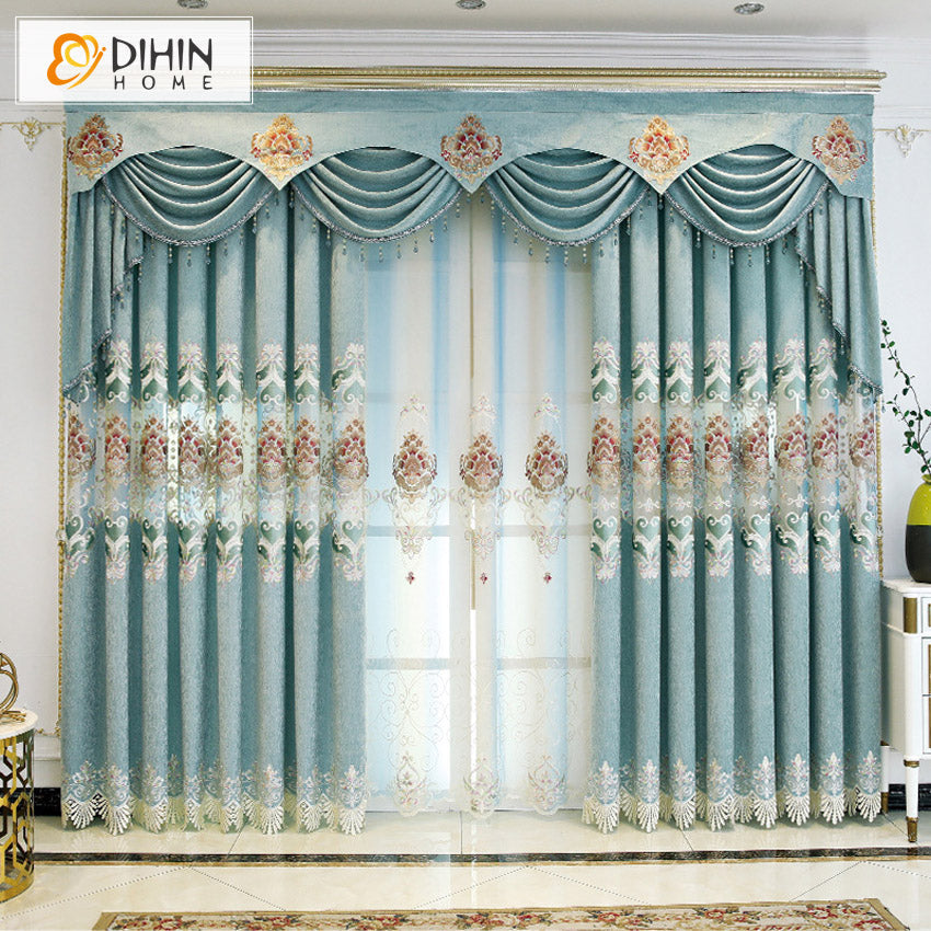 DIHIN HOME European Foral Embroidered Valance,Blackout Curtains Grommet Window Curtain for Living Room ,52x84-inch,1 Panel Roman Shades Curtains Window Blinds custom curtains blackout curtains curtains for living room sheer curtains curtain fabric linen curtains kitchen curtains velvet curtains pinch pleat curtains bay window curtains outdoor curtains pleated curtains floral curtains dining room curtains kitchen valances drapes for bedroom patio curtains nursery curtains grommet curtains