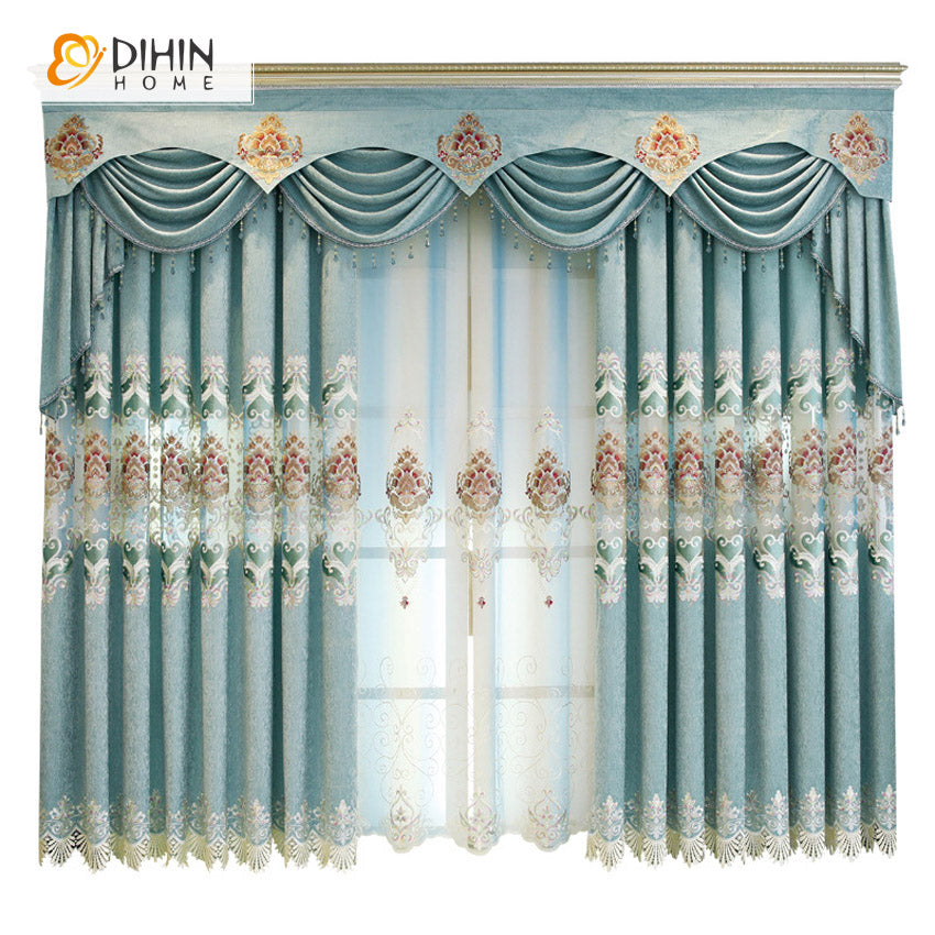 DIHIN HOME European Foral Embroidered Valance,Blackout Curtains Grommet Window Curtain for Living Room ,52x84-inch,1 Panel Roman Shades Curtains Window Blinds custom curtains blackout curtains curtains for living room sheer curtains curtain fabric linen curtains kitchen curtains velvet curtains pinch pleat curtains bay window curtains outdoor curtains pleated curtains floral curtains dining room curtains kitchen valances drapes for bedroom patio curtains nursery curtains grommet curtains