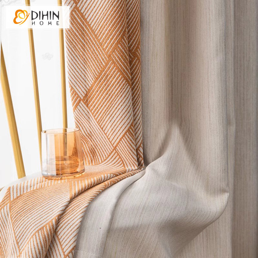 DIHIN HOME European Geometric Striped,Grommet Window Curtain for Living Room,Customzied Curtains Roman Shades Curtains Window Blinds custom curtains blackout curtains curtains for living room sheer curtains curtain fabric linen curtains kitchen curtains velvet curtains pinch pleat curtains bay window curtains outdoor curtains pleated curtains floral curtains dining room curtains kitchen valances drapes for bedroom patio curtains nursery curtains grommet curtains