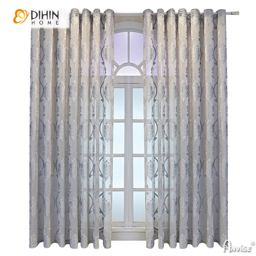 DIHIN HOME European Grey Jacquard,Grommet Window Curtain for Living Room ,52x63-inch,1 Panelriped Roman Shades Curtains Window Blinds custom curtains blackout curtains curtains for living room sheer curtains curtain fabric linen curtains kitchen curtains velvet curtains pinch pleat curtains bay window curtains outdoor curtains pleated curtains floral curtains dining room curtains kitchen valances drapes for bedroom patio curtains nursery curtains grommet curtains