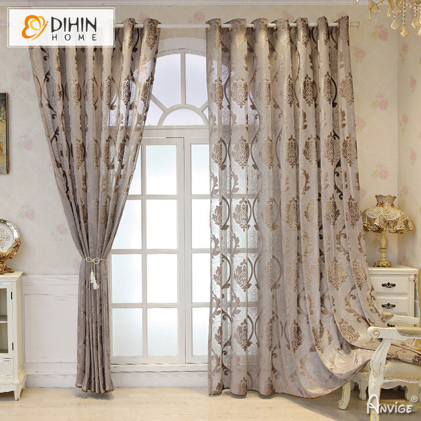 DIHIN HOME European Jacquard,Grommet Window Curtain for Living Room ,52x63-inch,1 Panelriped Roman Shades Curtains Window Blinds custom curtains blackout curtains curtains for living room sheer curtains curtain fabric linen curtains kitchen curtains velvet curtains pinch pleat curtains bay window curtains outdoor curtains pleated curtains floral curtains dining room curtains kitchen valances drapes for bedroom patio curtains nursery curtains grommet curtains