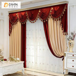 DIHIN HOME European Luxury Beige and Red Color,Blackout Grommet Window Curtain for Living Room Roman Shades Curtains Window Blinds custom curtains blackout curtains curtains for living room sheer curtains curtain fabric linen curtains kitchen curtains velvet curtains pinch pleat curtains bay window curtains outdoor curtains pleated curtains floral curtains dining room curtains kitchen valances drapes for bedroom patio curtains nursery curtains grommet curtains