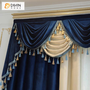 DIHIN HOME European Luxury Blue and Beige Color,Blackout Grommet Window Curtain for Living Room Roman Shades Curtains Window Blinds custom curtains blackout curtains curtains for living room sheer curtains curtain fabric linen curtains kitchen curtains velvet curtains pinch pleat curtains bay window curtains outdoor curtains pleated curtains floral curtains dining room curtains kitchen valances drapes for bedroom patio curtains nursery curtains grommet curtains