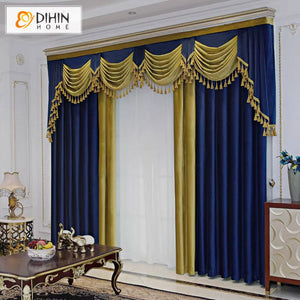 DIHIN HOME European Luxury Blue and Yellow Color,Blackout Grommet Window Curtain for Living Room Roman Shades Curtains Window Blinds custom curtains blackout curtains curtains for living room sheer curtains curtain fabric linen curtains kitchen curtains velvet curtains pinch pleat curtains bay window curtains outdoor curtains pleated curtains floral curtains dining room curtains kitchen valances drapes for bedroom patio curtains nursery curtains grommet curtains