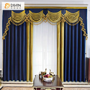 DIHIN HOME European Luxury Blue and Yellow Color,Blackout Grommet Window Curtain for Living Room Roman Shades Curtains Window Blinds custom curtains blackout curtains curtains for living room sheer curtains curtain fabric linen curtains kitchen curtains velvet curtains pinch pleat curtains bay window curtains outdoor curtains pleated curtains floral curtains dining room curtains kitchen valances drapes for bedroom patio curtains nursery curtains grommet curtains