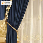 DIHIN HOME European Luxury Blue Color,Blackout Grommet Window Curtain for Living Room Roman Shades Curtains Window Blinds custom curtains blackout curtains curtains for living room sheer curtains curtain fabric linen curtains kitchen curtains velvet curtains pinch pleat curtains bay window curtains outdoor curtains pleated curtains floral curtains dining room curtains kitchen valances drapes for bedroom patio curtains nursery curtains grommet curtains