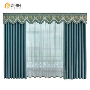 DIHIN HOME European Luxury Blue Color,Blackout Grommet Window Curtain for Living Room Roman Shades Curtains Window Blinds custom curtains blackout curtains curtains for living room sheer curtains curtain fabric linen curtains kitchen curtains velvet curtains pinch pleat curtains bay window curtains outdoor curtains pleated curtains floral curtains dining room curtains kitchen valances drapes for bedroom patio curtains nursery curtains grommet curtains