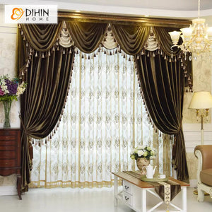 DIHIN HOME European Luxury Brown Color,Blackout Grommet Window Curtain for Living Room Roman Shades Curtains Window Blinds custom curtains blackout curtains curtains for living room sheer curtains curtain fabric linen curtains kitchen curtains velvet curtains pinch pleat curtains bay window curtains outdoor curtains pleated curtains floral curtains dining room curtains kitchen valances drapes for bedroom patio curtains nursery curtains grommet curtains