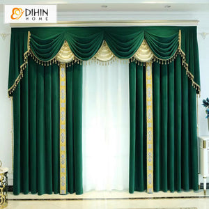 DIHIN HOME European Luxury Dark Green and Beige Color,Blackout Grommet Window Curtain for Living Room Roman Shades Curtains Window Blinds custom curtains blackout curtains curtains for living room sheer curtains curtain fabric linen curtains kitchen curtains velvet curtains pinch pleat curtains bay window curtains outdoor curtains pleated curtains floral curtains dining room curtains kitchen valances drapes for bedroom patio curtains nursery curtains grommet curtains