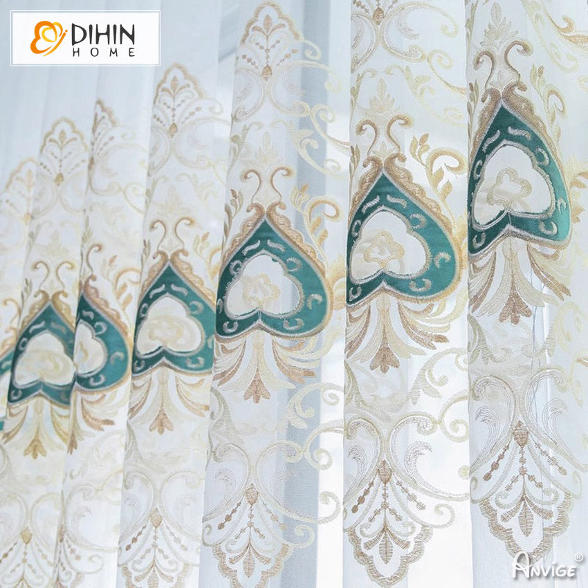 DIHIN HOME European Luxury Embroidered,Grommet Window Sheer Curtain for Living Room ,52x63-inch,1 Panel Roman Shades Curtains Window Blinds custom curtains blackout curtains curtains for living room sheer curtains curtain fabric linen curtains kitchen curtains velvet curtains pinch pleat curtains bay window curtains outdoor curtains pleated curtains floral curtains dining room curtains kitchen valances drapes for bedroom patio curtains nursery curtains grommet curtains