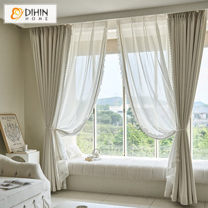 DIHIN HOME European Luxury Fabric,Blackout Grommet Window Curtain For Living Room ,52x63-inch,1  Panel Roman Shades Window Curtains Curtains Window Blinds Curtains Drapes linen drapery curtains and drapes windows drapes custom curtains blackout curtains curtains for living room window shades sheer curtains curtain fabric window treatments custom drapery