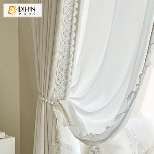 DIHIN HOME European Luxury Fabric,Blackout Grommet Window Curtain For Living Room ,52x63-inch,1  Panel Roman Shades Window Curtains Curtains Window Blinds Curtains Drapes linen drapery curtains and drapes windows drapes custom curtains blackout curtains curtains for living room window shades sheer curtains curtain fabric window treatments custom drapery