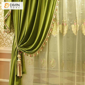 DIHIN HOME European Luxury Green Color,Blackout Grommet Window Curtain for Living Room Roman Shades Curtains Window Blinds custom curtains blackout curtains curtains for living room sheer curtains curtain fabric linen curtains kitchen curtains velvet curtains pinch pleat curtains bay window curtains outdoor curtains pleated curtains floral curtains dining room curtains kitchen valances drapes for bedroom patio curtains nursery curtains grommet curtains