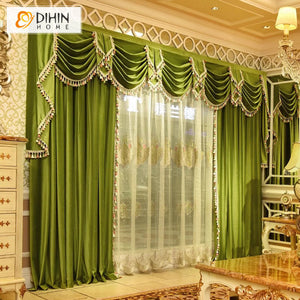 DIHIN HOME European Luxury Green Color,Blackout Grommet Window Curtain for Living Room Roman Shades Curtains Window Blinds custom curtains blackout curtains curtains for living room sheer curtains curtain fabric linen curtains kitchen curtains velvet curtains pinch pleat curtains bay window curtains outdoor curtains pleated curtains floral curtains dining room curtains kitchen valances drapes for bedroom patio curtains nursery curtains grommet curtains