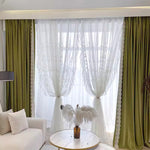 DIHIN HOME European Luxury Green Velvet Fabric With Laces,Blackout Grommet Window Curtain for Living Room,1 Panel Roman Shades Curtains Window Blinds custom curtains blackout curtains curtains for living room sheer curtains curtain fabric linen curtains kitchen curtains velvet curtains pinch pleat curtains bay window curtains outdoor curtains pleated curtains floral curtains dining room curtains kitchen valances drapes for bedroom patio curtains nursery curtains grommet curtains