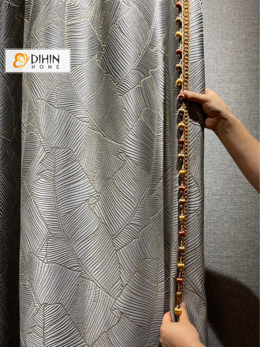 DIHIN HOME European Luxury High Precision Big Leaves Jacquard,Grommet Window Curtain for Living Room Roman Shades Curtains Window Blinds custom curtains blackout curtains curtains for living room sheer curtains curtain fabric linen curtains kitchen curtains velvet curtains pinch pleat curtains bay window curtains outdoor curtains pleated curtains floral curtains dining room curtains kitchen valances drapes for bedroom patio curtains nursery curtains grommet curtains