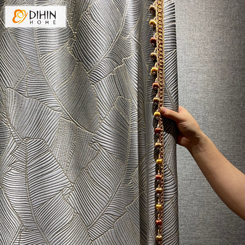 DIHIN HOME European Luxury High Precision Big Leaves Jacquard,Grommet Window Curtain for Living Room Roman Shades Curtains Window Blinds custom curtains blackout curtains curtains for living room sheer curtains curtain fabric linen curtains kitchen curtains velvet curtains pinch pleat curtains bay window curtains outdoor curtains pleated curtains floral curtains dining room curtains kitchen valances drapes for bedroom patio curtains nursery curtains grommet curtains