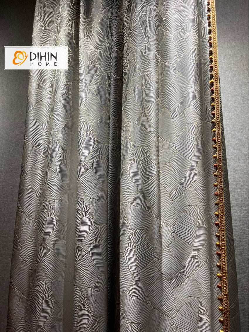 DIHIN HOME European Luxury High Precision Big Leaves Jacquard,Grommet Window Curtain for Living Room Roman Shades Curtains Window Blinds custom curtains blackout curtains curtains for living room sheer curtains curtain fabric linen curtains kitchen curtains velvet curtains pinch pleat curtains bay window curtains outdoor curtains pleated curtains floral curtains dining room curtains kitchen valances drapes for bedroom patio curtains nursery curtains grommet curtains
