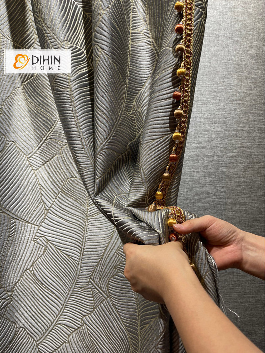 DIHIN HOME European Luxury High Precision Big Leaves Jacquard,Grommet Window Curtain for Living Room Roman Shades Curtains Window Blinds custom curtains blackout curtains curtains for living room sheer curtains curtain fabric linen curtains kitchen curtains velvet curtains pinch pleat curtains bay window curtains outdoor curtains pleated curtains floral curtains dining room curtains kitchen valances drapes for bedroom patio curtains nursery curtains grommet curtains