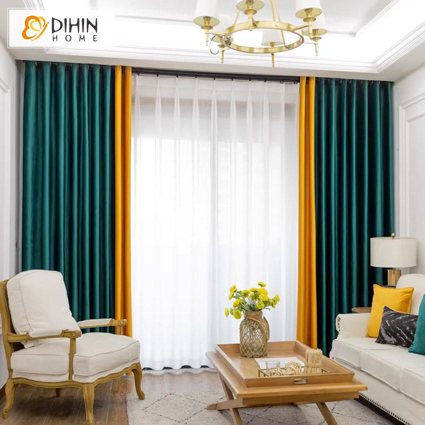 DIHIN HOME European Luxury Orange and Blue Color,Blackout Grommet Window Curtain for Living Room Roman Shades Curtains Window Blinds custom curtains blackout curtains curtains for living room sheer curtains curtain fabric linen curtains kitchen curtains velvet curtains pinch pleat curtains bay window curtains outdoor curtains pleated curtains floral curtains dining room curtains kitchen valances drapes for bedroom patio curtains nursery curtains grommet curtains