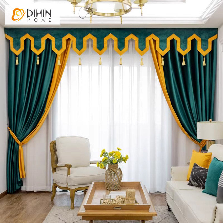 DIHIN HOME European Luxury Orange and Blue Color,Blackout Grommet Window Curtain for Living Room Roman Shades Curtains Window Blinds custom curtains blackout curtains curtains for living room sheer curtains curtain fabric linen curtains kitchen curtains velvet curtains pinch pleat curtains bay window curtains outdoor curtains pleated curtains floral curtains dining room curtains kitchen valances drapes for bedroom patio curtains nursery curtains grommet curtains