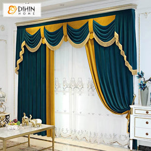 DIHIN HOME European Luxury Orange and Blue Color,Blackout Grommet Window Curtain for Living Room Roman Shades Curtains Window Blinds custom curtains blackout curtains curtains for living room sheer curtains curtain fabric linen curtains kitchen curtains velvet curtains pinch pleat curtains bay window curtains outdoor curtains pleated curtains floral curtains dining room curtains kitchen valances drapes for bedroom patio curtains nursery curtains grommet curtains