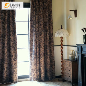DIHIN HOME European Luxury Retro Leaves Printed,Grommet Window Curtain for Living Room,Customzied Curtains Roman Shades Curtains Window Blinds custom curtains blackout curtains curtains for living room sheer curtains curtain fabric linen curtains kitchen curtains velvet curtains pinch pleat curtains bay window curtains outdoor curtains pleated curtains floral curtains dining room curtains kitchen valances drapes for bedroom patio curtains nursery curtains grommet curtains