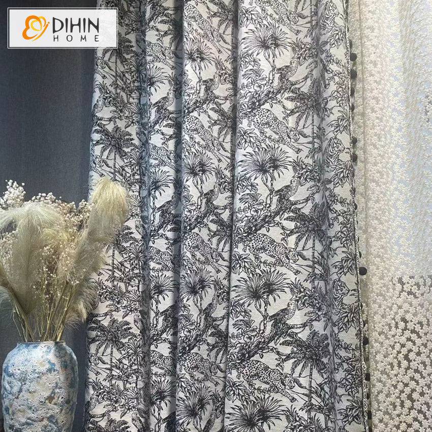 DIHIN HOME European Luxury Tree and Bird Jacquard,Grommet Window Curtain for Living Room Roman Shades Curtains Window Blinds custom curtains blackout curtains curtains for living room sheer curtains curtain fabric linen curtains kitchen curtains velvet curtains pinch pleat curtains bay window curtains outdoor curtains pleated curtains floral curtains dining room curtains kitchen valances drapes for bedroom patio curtains nursery curtains grommet curtains