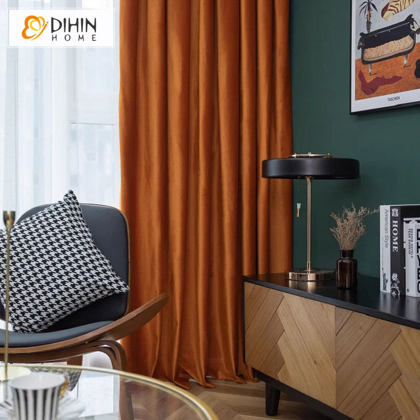 DIHIN HOME European Luxury Velevet Orange Color,Grommet Window Curtain for Living Room,Customzied Curtains Roman Shades Curtains Window Blinds custom curtains blackout curtains curtains for living room sheer curtains curtain fabric linen curtains kitchen curtains velvet curtains pinch pleat curtains bay window curtains outdoor curtains pleated curtains floral curtains dining room curtains kitchen valances drapes for bedroom patio curtains nursery curtains grommet curtains