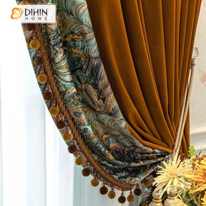 DIHIN HOME European Luxury With Lace Balls,Grommet Window Curtain for Living Room,Customzied Curtains Roman Shades Curtains Window Blinds custom curtains blackout curtains curtains for living room sheer curtains curtain fabric linen curtains kitchen curtains velvet curtains pinch pleat curtains bay window curtains outdoor curtains pleated curtains floral curtains dining room curtains kitchen valances drapes for bedroom patio curtains nursery curtains grommet curtains