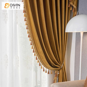 DIHIN HOME European Luxury Yellow Color,Blackout Grommet Window Curtain for Living Room Roman Shades Curtains Window Blinds custom curtains blackout curtains curtains for living room sheer curtains curtain fabric linen curtains kitchen curtains velvet curtains pinch pleat curtains bay window curtains outdoor curtains pleated curtains floral curtains dining room curtains kitchen valances drapes for bedroom patio curtains nursery curtains grommet curtains