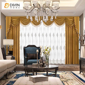 DIHIN HOME European Luxury Yellow Color,Blackout Grommet Window Curtain for Living Room Roman Shades Curtains Window Blinds custom curtains blackout curtains curtains for living room sheer curtains curtain fabric linen curtains kitchen curtains velvet curtains pinch pleat curtains bay window curtains outdoor curtains pleated curtains floral curtains dining room curtains kitchen valances drapes for bedroom patio curtains nursery curtains grommet curtains