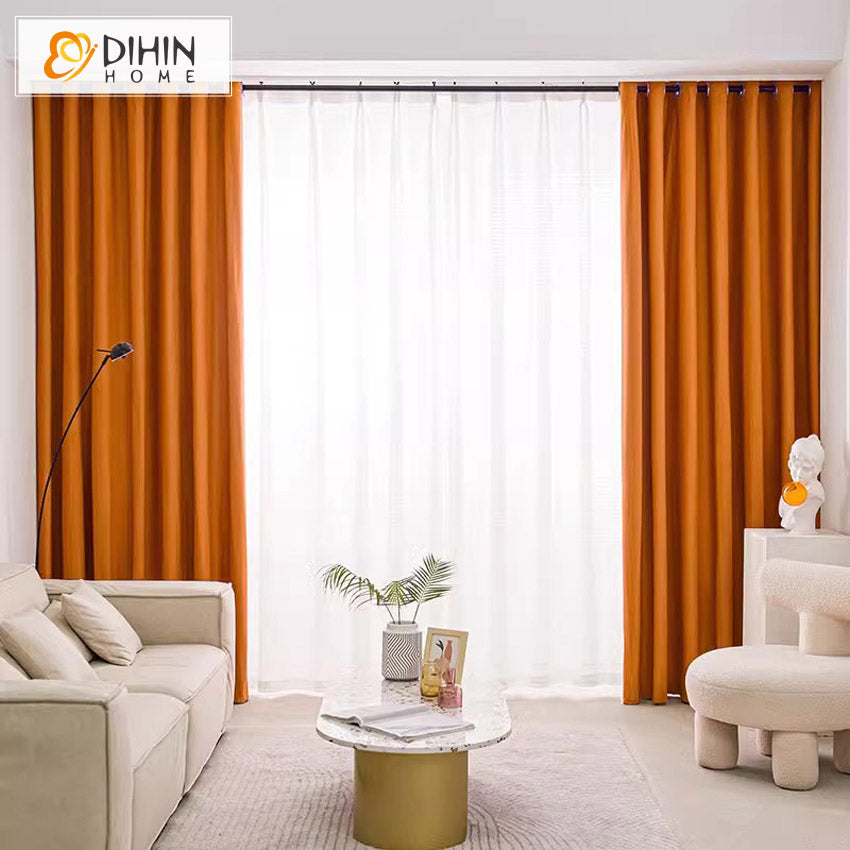 DIHIN HOME European Orange Color Jacquard,Grommet Window Curtain for Living Room,Customzied Curtains Roman Shades Curtains Window Blinds custom curtains blackout curtains curtains for living room sheer curtains curtain fabric linen curtains kitchen curtains velvet curtains pinch pleat curtains bay window curtains outdoor curtains pleated curtains floral curtains dining room curtains kitchen valances drapes for bedroom patio curtains nursery curtains grommet curtains