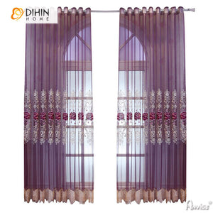 DIHIN HOME European Purple Embroidered,Grommet Window Sheer Curtain for Living Room ,52x63-inch,1 Panel Roman Shades Curtains Window Blinds custom curtains blackout curtains curtains for living room sheer curtains curtain fabric linen curtains kitchen curtains velvet curtains pinch pleat curtains bay window curtains outdoor curtains pleated curtains floral curtains dining room curtains kitchen valances drapes for bedroom patio curtains nursery curtains grommet curtains
