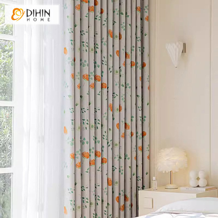 DIHIN HOME Garden Flowers Printed,Blackout Grommet Window Curtain for Living Room,52x63-inch,1 Panel Roman Shades Curtains Window Blinds custom curtains blackout curtains curtains for living room sheer curtains curtain fabric linen curtains kitchen curtains velvet curtains pinch pleat curtains bay window curtains outdoor curtains pleated curtains floral curtains dining room curtains kitchen valances drapes for bedroom patio curtains nursery curtains grommet curtains