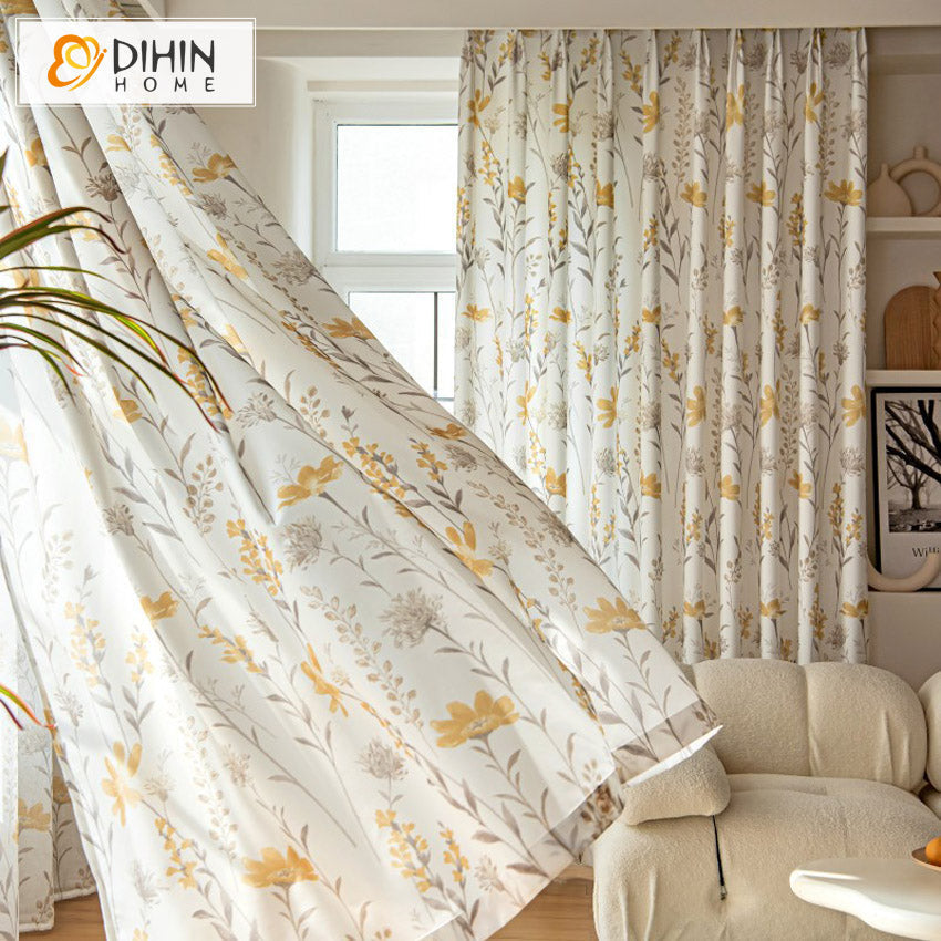 DIHIN HOME Garden Flowers Printed,Grommet Window Curtain for Living Room,52x63-inch,1 Panel Roman Shades Curtains Window Blinds custom curtains blackout curtains curtains for living room sheer curtains curtain fabric linen curtains kitchen curtains velvet curtains pinch pleat curtains bay window curtains outdoor curtains pleated curtains floral curtains dining room curtains kitchen valances drapes for bedroom patio curtains nursery curtains grommet curtains
