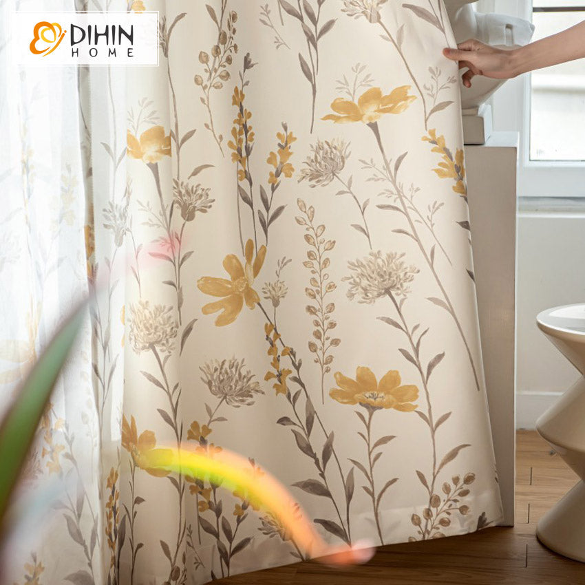 DIHIN HOME Garden Flowers Printed,Grommet Window Curtain for Living Room,52x63-inch,1 Panel Roman Shades Curtains Window Blinds custom curtains blackout curtains curtains for living room sheer curtains curtain fabric linen curtains kitchen curtains velvet curtains pinch pleat curtains bay window curtains outdoor curtains pleated curtains floral curtains dining room curtains kitchen valances drapes for bedroom patio curtains nursery curtains grommet curtains