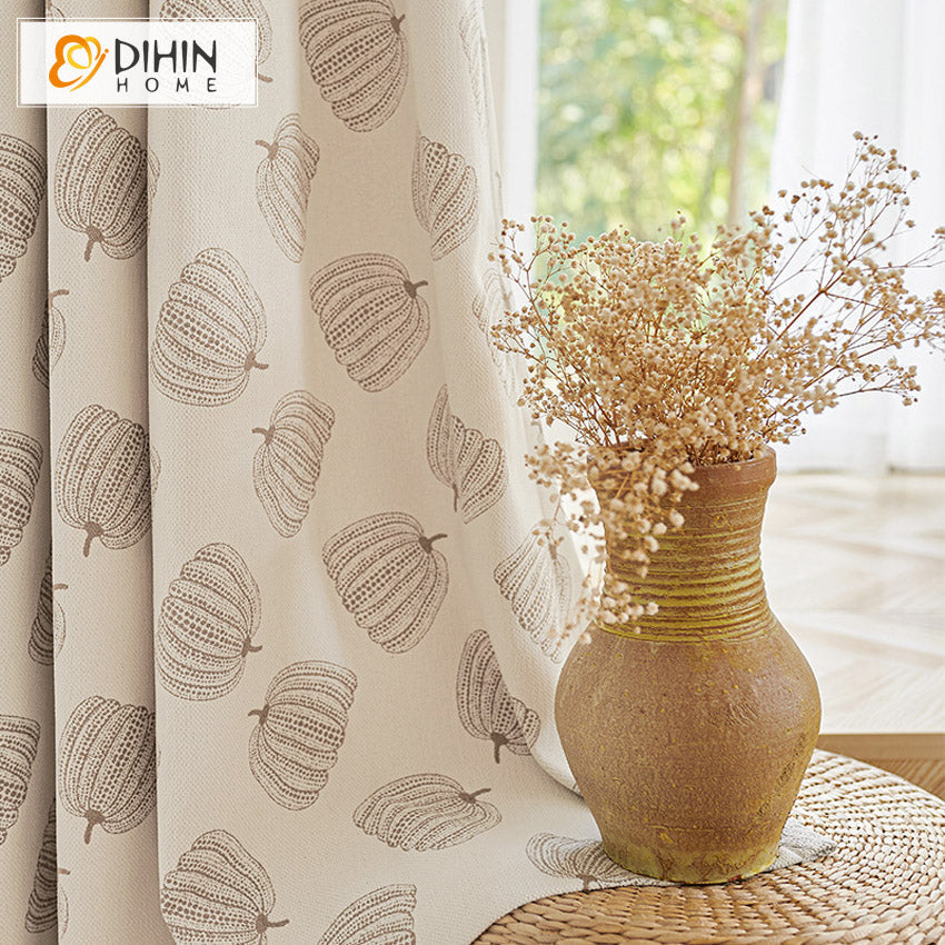 DIHIN HOME Garden Pumpkin Printed,Blackout Grommet Window Curtain For Living Room ,52x63-inch,1  Panel Roman Shades Curtains Window Blinds custom curtains blackout curtains curtains for living room sheer curtains curtain fabric linen curtains kitchen curtains velvet curtains pinch pleat curtains bay window curtains outdoor curtains pleated curtains floral curtains dining room curtains kitchen valances drapes for bedroom patio curtains nursery curtains grommet curtains
