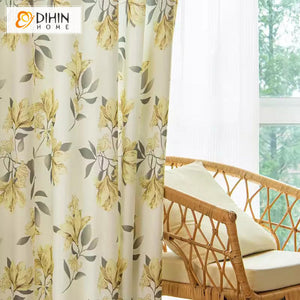 DIHIN HOME Garden Yellow Flowers Printed,Blackout Grommet Window Curtain for Living Room,52x63-inch,1 Panel Roman Shades Curtains Window Blinds custom curtains blackout curtains curtains for living room sheer curtains curtain fabric linen curtains kitchen curtains velvet curtains pinch pleat curtains bay window curtains outdoor curtains pleated curtains floral curtains dining room curtains kitchen valances drapes for bedroom patio curtains nursery curtains grommet curtains