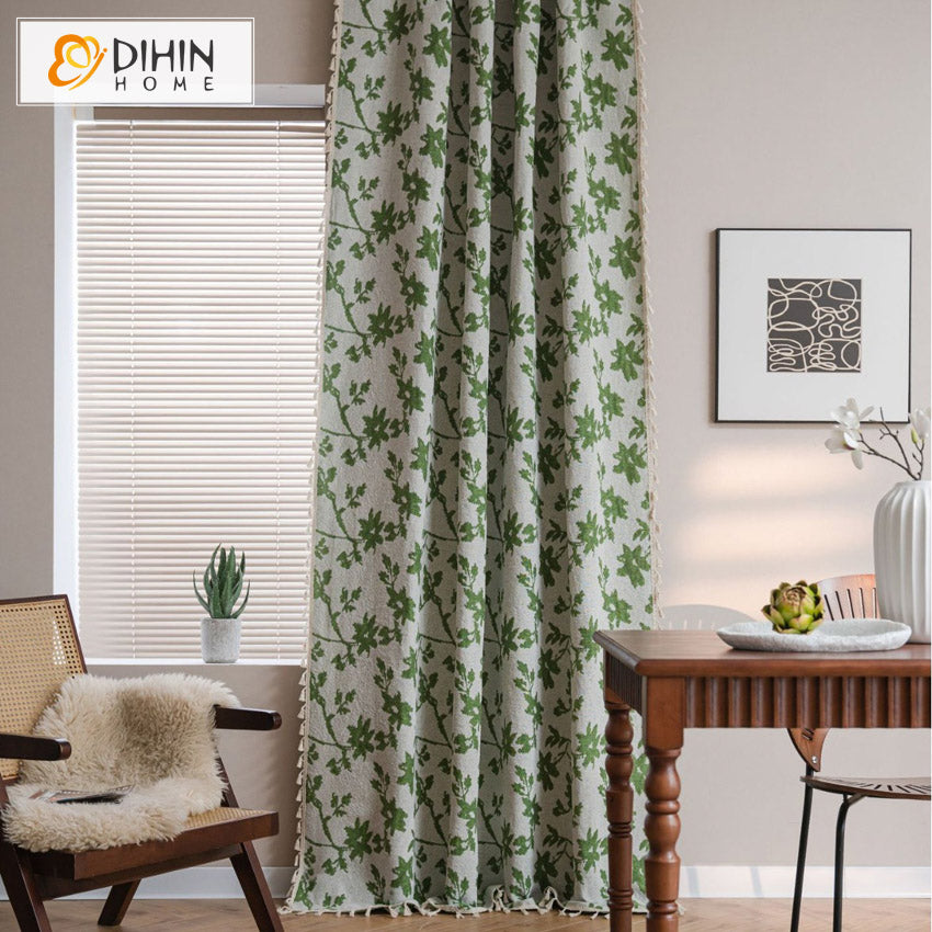 DIHIN HOME Green Leaves Painting Printed,Blackout Grommet Window Curtain for Living Room ,52x63-inch,1 Panel Roman Shades Curtains Window Blinds custom curtains blackout curtains curtains for living room sheer curtains curtain fabric linen curtains kitchen curtains velvet curtains pinch pleat curtains bay window curtains outdoor curtains pleated curtains floral curtains dining room curtains kitchen valances drapes for bedroom patio curtains nursery curtains grommet curtains