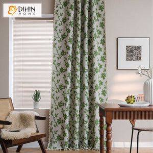 DIHIN HOME Green Leaves Painting Printed,Blackout Grommet Window Curtain for Living Room ,52x63-inch,1 Panel Roman Shades Curtains Window Blinds custom curtains blackout curtains curtains for living room sheer curtains curtain fabric linen curtains kitchen curtains velvet curtains pinch pleat curtains bay window curtains outdoor curtains pleated curtains floral curtains dining room curtains kitchen valances drapes for bedroom patio curtains nursery curtains grommet curtains