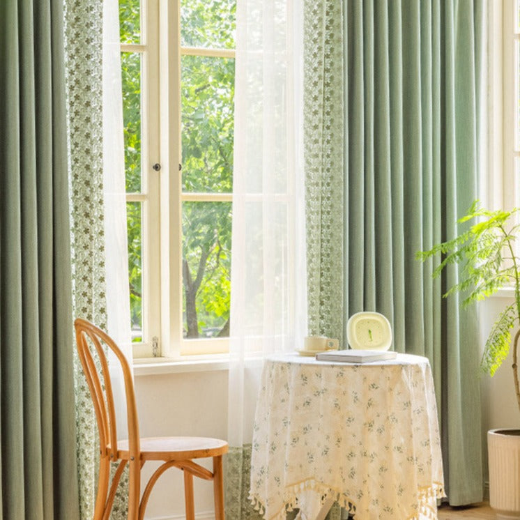 DIHIN HOME High Quality Green Fabric With Green Lace Sheer Curtains,Blackout Grommet Window Curtain for Living Room ,52x63-inch,1 Panel Roman Shades Curtains Window Blinds custom curtains blackout curtains curtains for living room sheer curtains curtain fabric linen curtains kitchen curtains velvet curtains pinch pleat curtains bay window curtains outdoor curtains pleated curtains floral curtains dining room curtains kitchen valances drapes for bedroom patio curtains nursery curtains grommet curtains