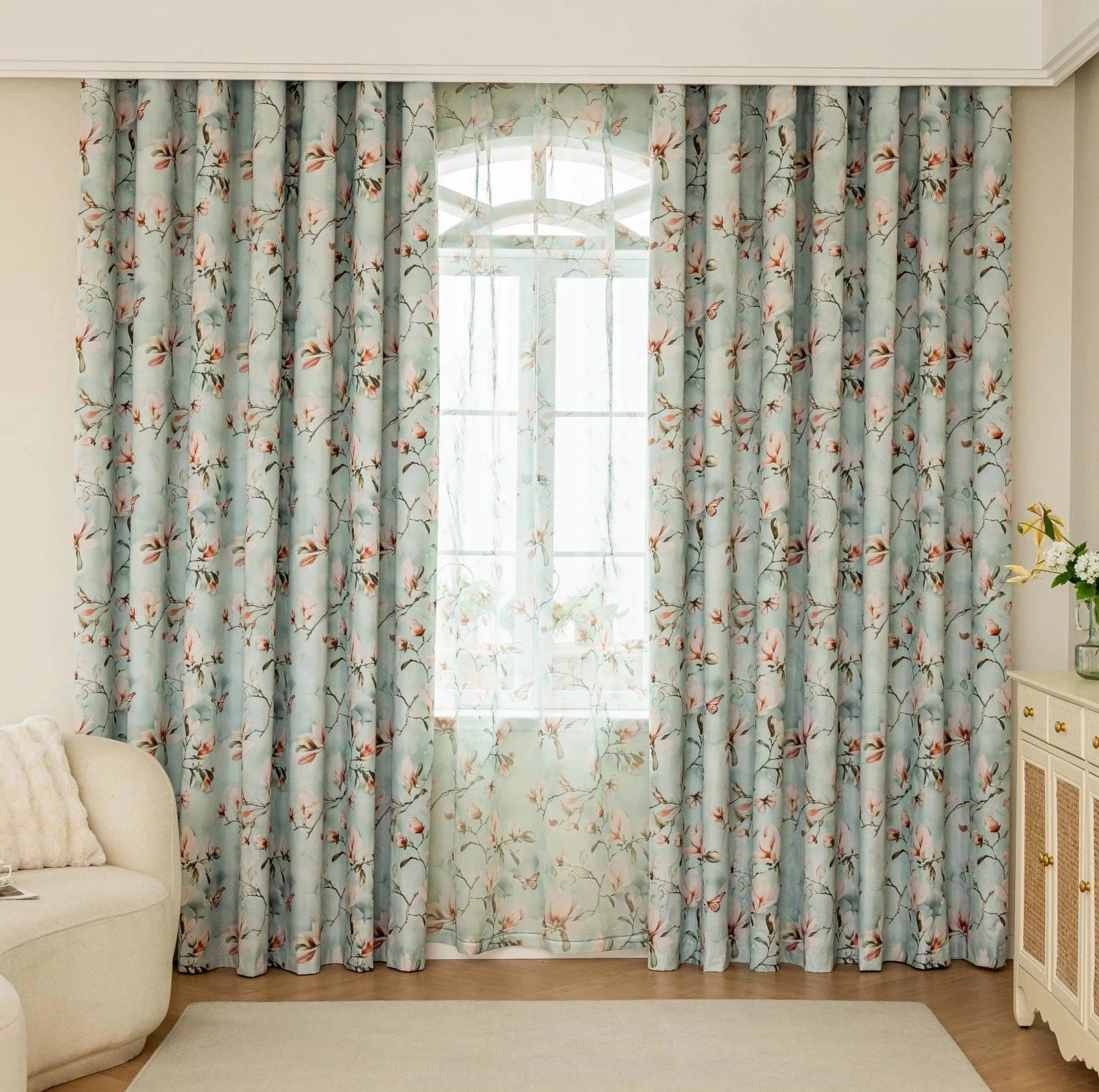 DIHIN HOME High Quality Natural Flowers Printed,Blackout Grommet Window Curtain for Living Room Roman Shades Curtains Window Blinds custom curtains blackout curtains curtains for living room sheer curtains curtain fabric linen curtains kitchen curtains velvet curtains pinch pleat curtains bay window curtains outdoor curtains pleated curtains floral curtains dining room curtains kitchen valances drapes for bedroom patio curtains nursery curtains grommet curtains