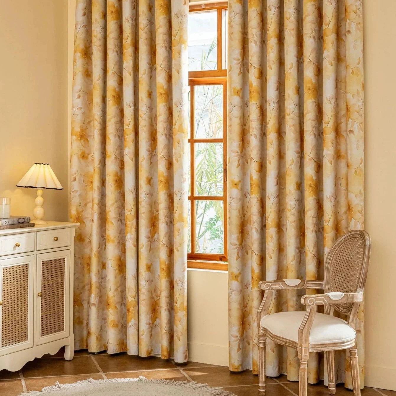 DIHIN HOME High Quality Yellow Flowers Printed,Blackout Grommet Window Curtain for Living Room Roman Shades Curtains Window Blinds custom curtains blackout curtains curtains for living room sheer curtains curtain fabric linen curtains kitchen curtains velvet curtains pinch pleat curtains bay window curtains outdoor curtains pleated curtains floral curtains dining room curtains kitchen valances drapes for bedroom patio curtains nursery curtains grommet curtains