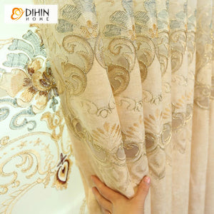 DIHIN HOME Luxury Beige Emboridered,Blackout Curtains Grommet Window Curtain for Living Room ,52x84-inch,1 Panel Roman Shades Curtains Window Blinds custom curtains blackout curtains curtains for living room sheer curtains curtain fabric linen curtains kitchen curtains velvet curtains pinch pleat curtains bay window curtains outdoor curtains pleated curtains floral curtains dining room curtains kitchen valances drapes for bedroom patio curtains nursery curtains grommet curtains