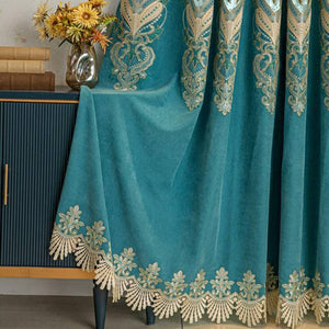 DIHIN HOME Luxury Blue Color Embroidered Curtains,Grommet Window Curtain for Living Room,52x84-inch,1 Panel Roman Shades Curtains Window Blinds custom curtains blackout curtains curtains for living room sheer curtains curtain fabric linen curtains kitchen curtains velvet curtains pinch pleat curtains bay window curtains outdoor curtains pleated curtains floral curtains dining room curtains kitchen valances drapes for bedroom patio curtains nursery curtains grommet curtains