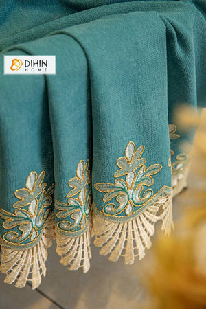 DIHIN HOME Luxury Blue Color Embroidered Curtains,Grommet Window Curtain for Living Room,52x84-inch,1 Panel Roman Shades Curtains Window Blinds custom curtains blackout curtains curtains for living room sheer curtains curtain fabric linen curtains kitchen curtains velvet curtains pinch pleat curtains bay window curtains outdoor curtains pleated curtains floral curtains dining room curtains kitchen valances drapes for bedroom patio curtains nursery curtains grommet curtains