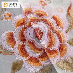 DIHIN HOME Luxury Flowers Embroidered,Grommet Window Sheer Curtain for Living Room ,52x63-inch,1 Panel Roman Shades Curtains Window Blinds custom curtains blackout curtains curtains for living room sheer curtains curtain fabric linen curtains kitchen curtains velvet curtains pinch pleat curtains bay window curtains outdoor curtains pleated curtains floral curtains dining room curtains kitchen valances drapes for bedroom patio curtains nursery curtains grommet curtains