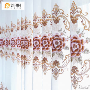 DIHIN HOME Luxury Flowers Embroidered,Grommet Window Sheer Curtain for Living Room ,52x63-inch,1 Panel Roman Shades Curtains Window Blinds custom curtains blackout curtains curtains for living room sheer curtains curtain fabric linen curtains kitchen curtains velvet curtains pinch pleat curtains bay window curtains outdoor curtains pleated curtains floral curtains dining room curtains kitchen valances drapes for bedroom patio curtains nursery curtains grommet curtains